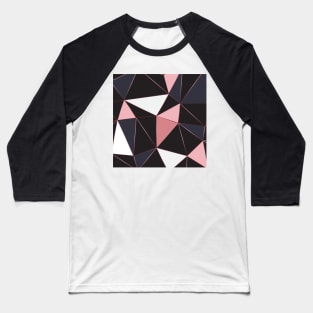 Geometric Pattern Rose Black Baseball T-Shirt